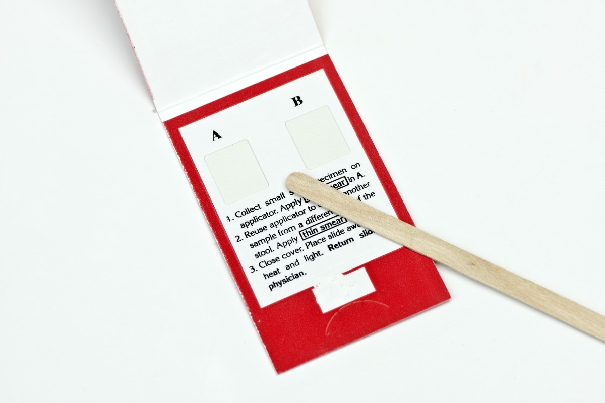 Fecal sample test kit to determine the presence of blood in the stool.; Shutterstock ID 246735346; Business Unit: Jones & Bartlett Learning; Project Name: ATI Fundamentals; ISBN or Project Number: ATI FUND; Element Number: Multiple images in Lesson-31, 32 & 34