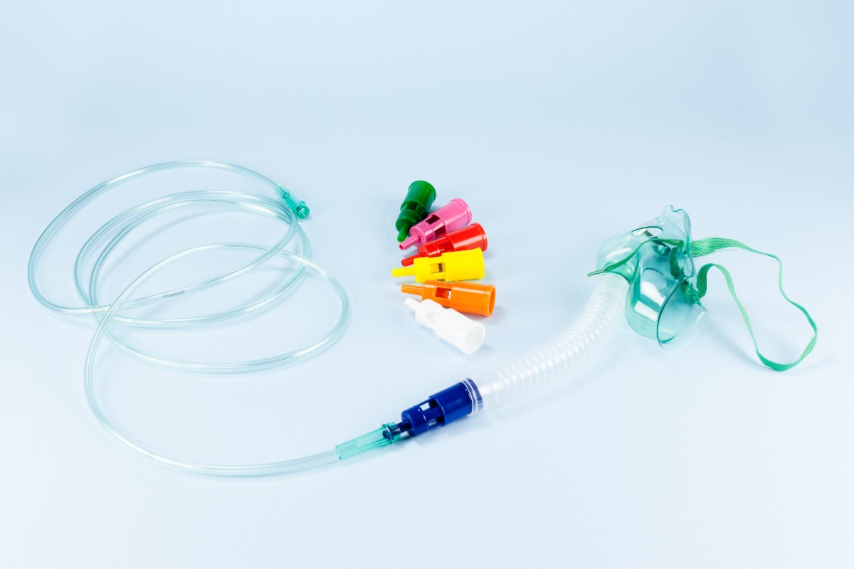 The venturi mask, also known as an air-entrainment mask, is a medical device to deliver a known oxygen concentration to patients on controlled oxygen therapy; Shutterstock ID 203588149; Business Unit: Jones & Bartlett Learning; Project Name: ATI Fundamentals; ISBN or Project Number: ATI FUND; Element Number: Multiple images in Lesson-31, 32 & 34